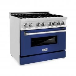 ZLINE Kitchen And Bath Shop By Style ZLINE 36 In. Dual Fuel Range With Gas Stove And Electric Oven In Stainless Steel With Color Door Options (RA36) 46 ZLINE Kitchen And Bath Shop By Style ZLINE 36 In. Dual Fuel Range With Gas Stove And Electric Oven In Stainless Steel With Color Door Options (RA36)