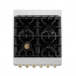 ZLINE Kitchen And Bath Freestanding Ranges ZLINE Autograph Edition 24 In. 2.8 Cu. Ft. Dual Fuel Range With Gas Stove And Electric Oven In DuraSnow Stainless Steel With White Matte Door (RASZ-WM-24)