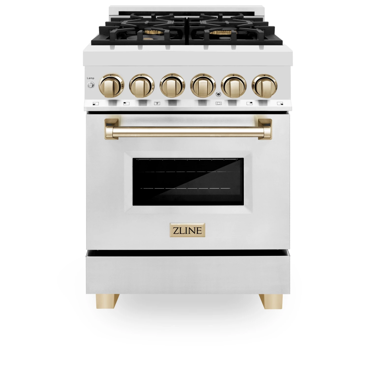 ZLINE Kitchen And Bath ZLINE Autograph Edition 24 In. 2.8 Cu. Ft. Dual Fuel Range With Gas Stove And Electric Oven In Stainless Steel With Accents (RAZ-24) 3 ZLINE Kitchen And Bath ZLINE Autograph Edition 24 In. 2.8 Cu. Ft. Dual Fuel Range With Gas Stove And Electric Oven In Stainless Steel With Accents (RAZ-24)