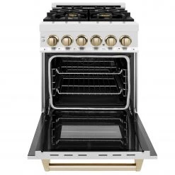 ZLINE Kitchen And Bath ZLINE Autograph Edition 24 In. 2.8 Cu. Ft. Dual Fuel Range With Gas Stove And Electric Oven In Stainless Steel With Accents (RAZ-24) 27 ZLINE Kitchen And Bath ZLINE Autograph Edition 24 In. 2.8 Cu. Ft. Dual Fuel Range With Gas Stove And Electric Oven In Stainless Steel With Accents (RAZ-24)