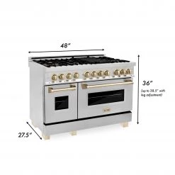 ZLINE Kitchen And Bath ZLINE Autograph Edition 48 In. 6.0 Cu. Ft. Dual Fuel Range With Gas Stove And Electric Oven In Stainless Steel With Accents (RAZ-48)