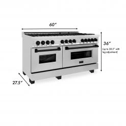 ZLINE Kitchen And Bath ZLINE Autograph Edition 60 In. 7.4 Cu. Ft. Dual Fuel Range With Gas Stove And Electric Oven In Stainless Steel With Accents (RAZ-60)