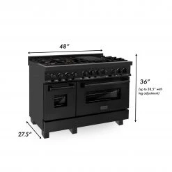 ZLINE Kitchen And Bath ZLINE 48 In. 6.0 Cu. Ft. Range With Gas Stove And Gas Oven In Black Stainless Steel (RGB-48)
