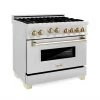 ZLINE Kitchen And Bath ZLINE Autograph Edition 36 In. 4.6 Cu. Ft. Range With Gas Stove And Gas Oven In DuraSnow Stainless Steel With Accents (RGSZ-SN-36)