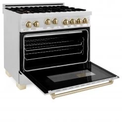 ZLINE Kitchen And Bath ZLINE Autograph Edition 36 In. 4.6 Cu. Ft. Range With Gas Stove And Gas Oven In DuraSnow Stainless Steel With Accents (RGSZ-SN-36)