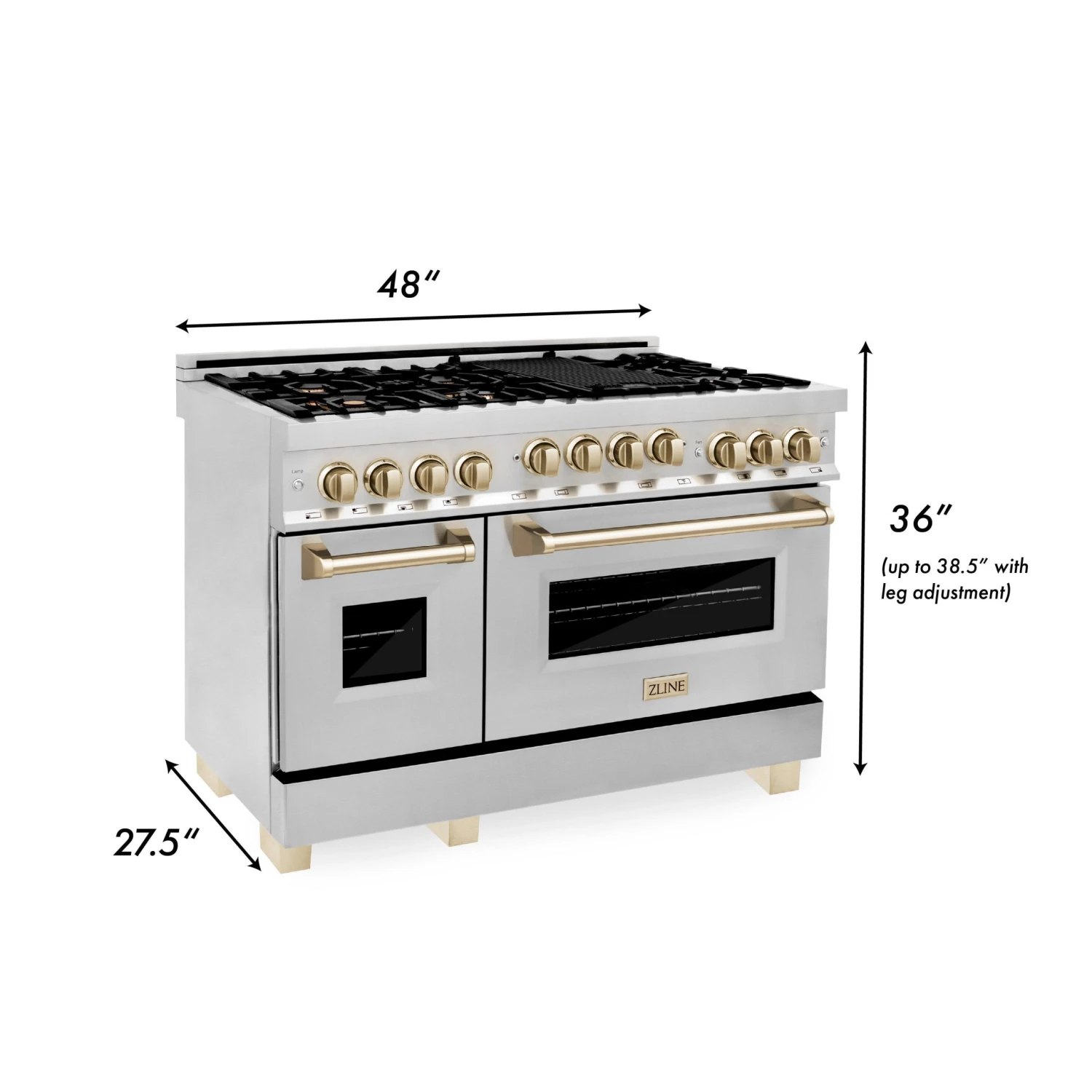 ZLINE Kitchen And Bath ZLINE Autograph Edition 48 In. 6.0 Cu. Ft. Range With Gas Stove And Gas Oven In Stainless Steel With Accents (RGZ-48) Shop By Style 11 ZLINE Kitchen And Bath ZLINE Autograph Edition 48 In. 6.0 Cu. Ft. Range With Gas Stove And Gas Oven In Stainless Steel With Accents (RGZ-48) Shop By Style