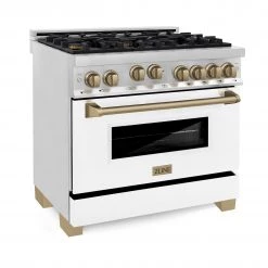 ZLINE Kitchen And Bath ZLINE 36 In. Autograph Edition Gas Range In Stainless Steel With White Matte Door And Accents (RGZ-WM-36) Shop By Brand