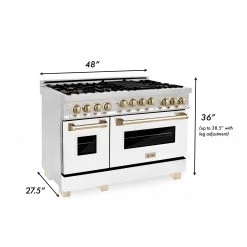 ZLINE Kitchen And Bath ZLINE Autograph Edition 48 In. 6.0 Cu. Ft. Range With Gas Stove And Gas Oven In Stainless Steel With White Matte Door With Accents (RGZ-WM-48) Freestanding Ranges