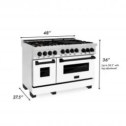 ZLINE Kitchen And Bath ZLINE Autograph Edition 48 In. 6.0 Cu. Ft. Range With Gas Stove And Gas Oven In Stainless Steel With White Matte Door With Accents (RGZ-WM-48) Freestanding Ranges