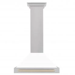 ZLINE Kitchen And Bath ZLINE 30 In. Autograph Edition DuraSnow Stainless Steel Range Hood With White Matte Shell And Accented Handle (KB4SNZ-WM30) Shop By Brand