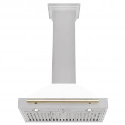 ZLINE Kitchen And Bath ZLINE 30 In. Autograph Edition DuraSnow Stainless Steel Range Hood With White Matte Shell And Accented Handle (KB4SNZ-WM30) Shop By Brand