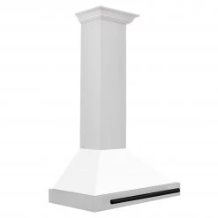 ZLINE Kitchen And Bath ZLINE 30 In. Autograph Edition Stainless Steel Range Hood With White Matte Shell And Accents (KB4STZ-WM30)
