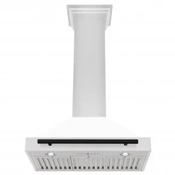 ZLINE Kitchen And Bath ZLINE 30 In. Autograph Edition Stainless Steel Range Hood With White Matte Shell And Accents (KB4STZ-WM30)