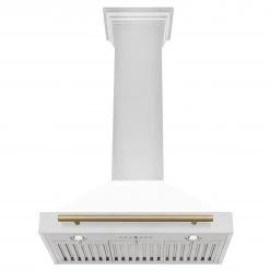 ZLINE Kitchen And Bath ZLINE 30 In. Autograph Edition Stainless Steel Range Hood With White Matte Shell And Accents (KB4STZ-WM30)
