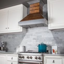 ZLINE Kitchen And Bath ZLINE Shiplap Wooden Wall Range Hood With Stainless Steel Accent (365BB)