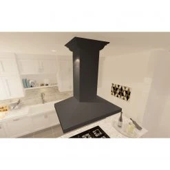 ZLINE Kitchen And Bath ZLINE Remote Blower Wooden Island Mount Range Hood In Black (KBiCC-RD/RS)