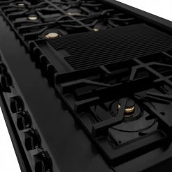 ZLINE Kitchen And Bath ZLINE 60 In. 7.4 Cu. Ft. Dual Fuel Range With Gas Stove And Electric Oven In Black Stainless Steel With Brass Burners (RAB-60)