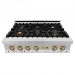 ZLINE Kitchen And Bath ZLINE Autograph Edition 36 In. Porcelain Rangetop With 6 Gas Burners In Stainless Steel And Accents (RTZ-36) Shop By Style 34 ZLINE Kitchen And Bath ZLINE Autograph Edition 36 In. Porcelain Rangetop With 6 Gas Burners In Stainless Steel And Accents (RTZ-36) Shop By Style