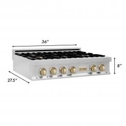 ZLINE Kitchen And Bath ZLINE Autograph Edition 36 In. Porcelain Rangetop With 6 Gas Burners In Stainless Steel And Accents (RTZ-36) Shop By Style 31 ZLINE Kitchen And Bath ZLINE Autograph Edition 36 In. Porcelain Rangetop With 6 Gas Burners In Stainless Steel And Accents (RTZ-36) Shop By Style