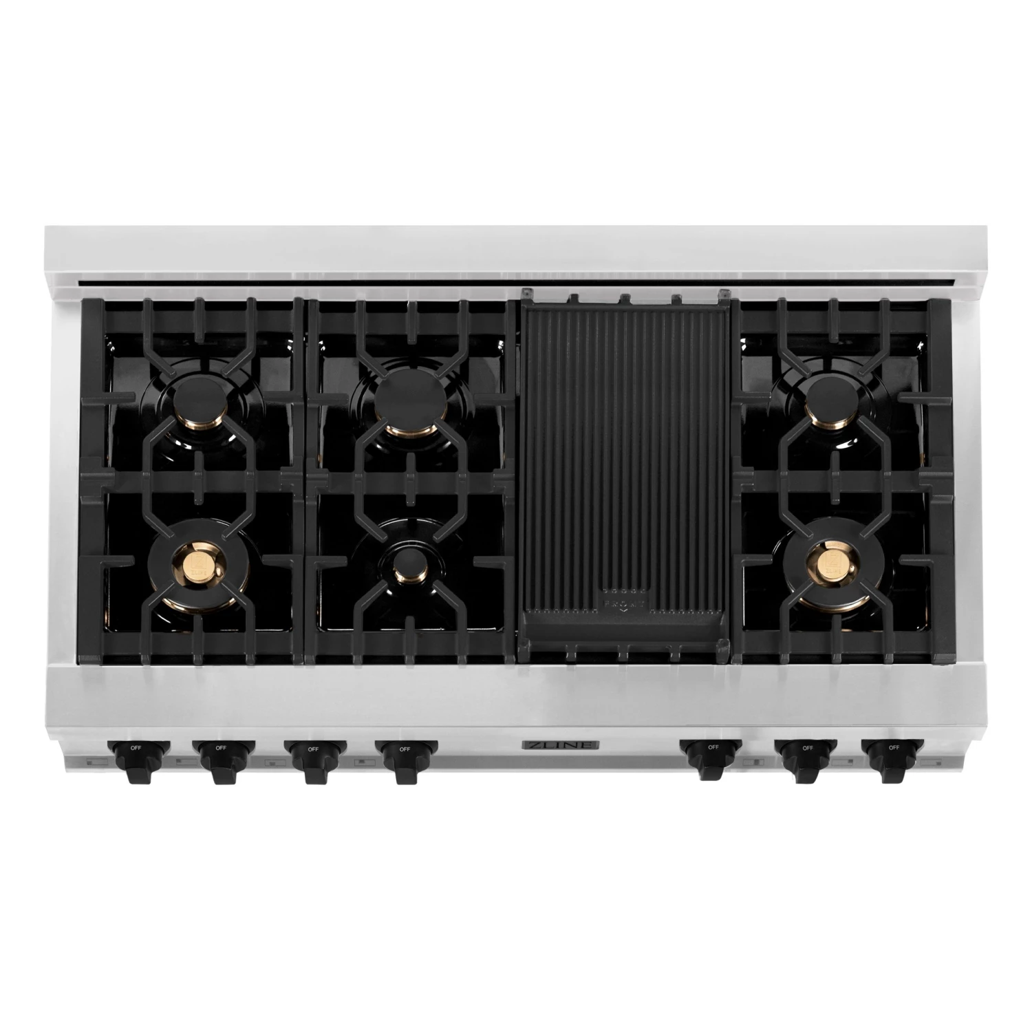 ZLINE Kitchen And Bath ZLINE Autograph Edition 48 In. Porcelain Rangetop With 7 Gas Burners In Stainless Steel With Accents (RTZ-48) Shop By Brand 16 ZLINE Kitchen And Bath ZLINE Autograph Edition 48 In. Porcelain Rangetop With 7 Gas Burners In Stainless Steel With Accents (RTZ-48) Shop By Brand