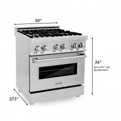 ZLINE Kitchen And Bath ZLINE 30 In. 4.0 Cu. Ft. Dual Fuel Range With Gas Stove And Electric Oven In Stainless Steel With Color Door Options (RA30)