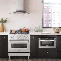 ZLINE Kitchen And Bath ZLINE 30 In. 4.0 Cu. Ft. Dual Fuel Range With Gas Stove And Electric Oven In Stainless Steel With Color Door Options (RA30)