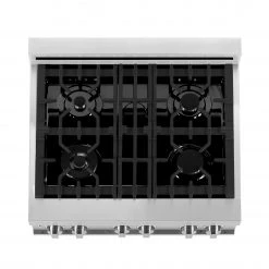 ZLINE Kitchen And Bath 2-Piece Kitchen Packages ZLINE 30 In. Kitchen Package With ZLINE DuraSnow Stainless Steel Dual Fuel Range With Red Matte Door And Convertible Vent Range Hood (2KP-RARMRH30)