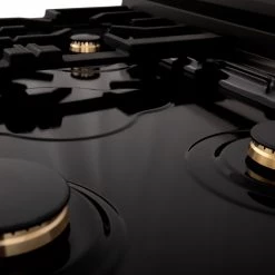 ZLINE Kitchen And Bath ZLINE Autograph Edition 30 In. Porcelain Rangetop With 4 Gas Burners In Black Stainless Steel And Accents (RTBZ-30) 13 ZLINE Kitchen And Bath ZLINE Autograph Edition 30 In. Porcelain Rangetop With 4 Gas Burners In Black Stainless Steel And Accents (RTBZ-30)