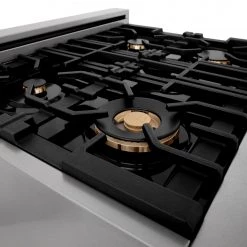 ZLINE Kitchen And Bath ZLINE Autograph Edition 30 In. Porcelain Rangetop With 4 Gas Burners In DuraSnow Stainless Steel And Accents (RTSZ-30)