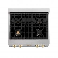 ZLINE Kitchen And Bath ZLINE Autograph Edition 30 In. Porcelain Rangetop With 4 Gas Burners In DuraSnow Stainless Steel And Accents (RTSZ-30)