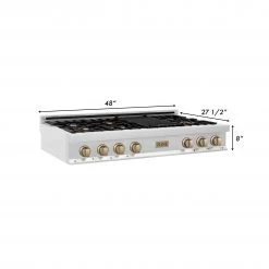 ZLINE Kitchen And Bath ZLINE Autograph Edition 48 In. Porcelain Rangetop With 7 Gas Burners In Stainless Steel With Accents (RTZ-48) Shop By Brand 30 ZLINE Kitchen And Bath ZLINE Autograph Edition 48 In. Porcelain Rangetop With 7 Gas Burners In Stainless Steel With Accents (RTZ-48) Shop By Brand