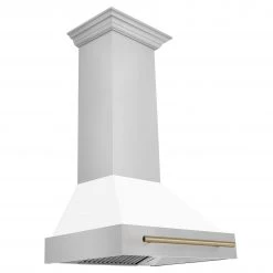 ZLINE Kitchen And Bath ZLINE 30 In. Autograph Edition Stainless Steel Range Hood With White Matte Shell And Accents (8654STZ-WM30) Shop By Size