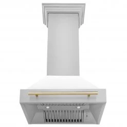 ZLINE Kitchen And Bath ZLINE 30 In. Autograph Edition Stainless Steel Range Hood With White Matte Shell And Accents (8654STZ-WM30) Shop By Size