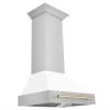 ZLINE Kitchen And Bath ZLINE 30 In. Autograph Edition Stainless Steel Range Hood With White Matte Shell And Accents (8654STZ-WM30) Shop By Size