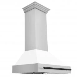 ZLINE Kitchen And Bath ZLINE 36 In. Autograph Edition Stainless Steel Range Hood With White Matte Shell And Accents (8654STZ-WM36) Shop By Brand
