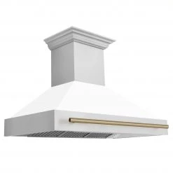 ZLINE Kitchen And Bath ZLINE 48 In. Autograph Edition Stainless Steel Range Hood With White Matte Shell And Handle (8654STZ-WM48) Shop By Brand