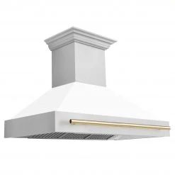 ZLINE Kitchen And Bath ZLINE 48 In. Autograph Edition Stainless Steel Range Hood With White Matte Shell And Handle (8654STZ-WM48) Shop By Brand