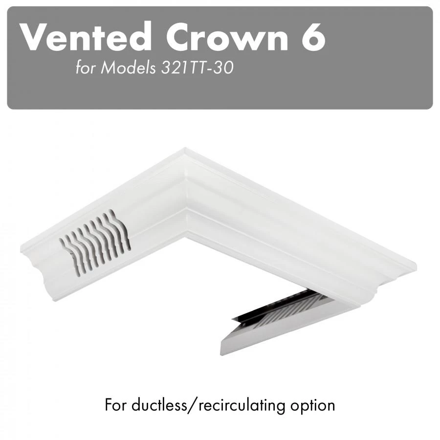 ZLINE Kitchen And Bath ZLINE Vented Crown Molding Profile 6 For Wall Mount Range Hood (CM6V-300T) 1 ZLINE Kitchen And Bath ZLINE Vented Crown Molding Profile 6 For Wall Mount Range Hood (CM6V-300T)