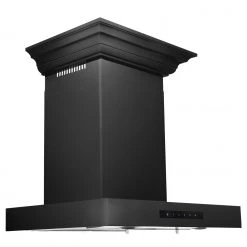 ZLINE Kitchen And Bath ZLINE Convertible Vent Wall Mount Range Hood In Black Stainless Steel With Crown Molding (BSKENCRN) Shop By Brand