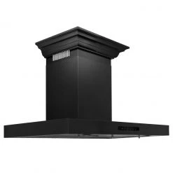 ZLINE Kitchen And Bath ZLINE Convertible Vent Wall Mount Range Hood In Black Stainless Steel With Crown Molding (BSKENCRN) Shop By Brand