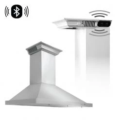 ZLINE Kitchen And Bath ZLINE CrownSound Ducted Vent Wall Mount Range Hood In Stainless Steel With Built-in Bluetooth Speakers (KBCRN-BT)