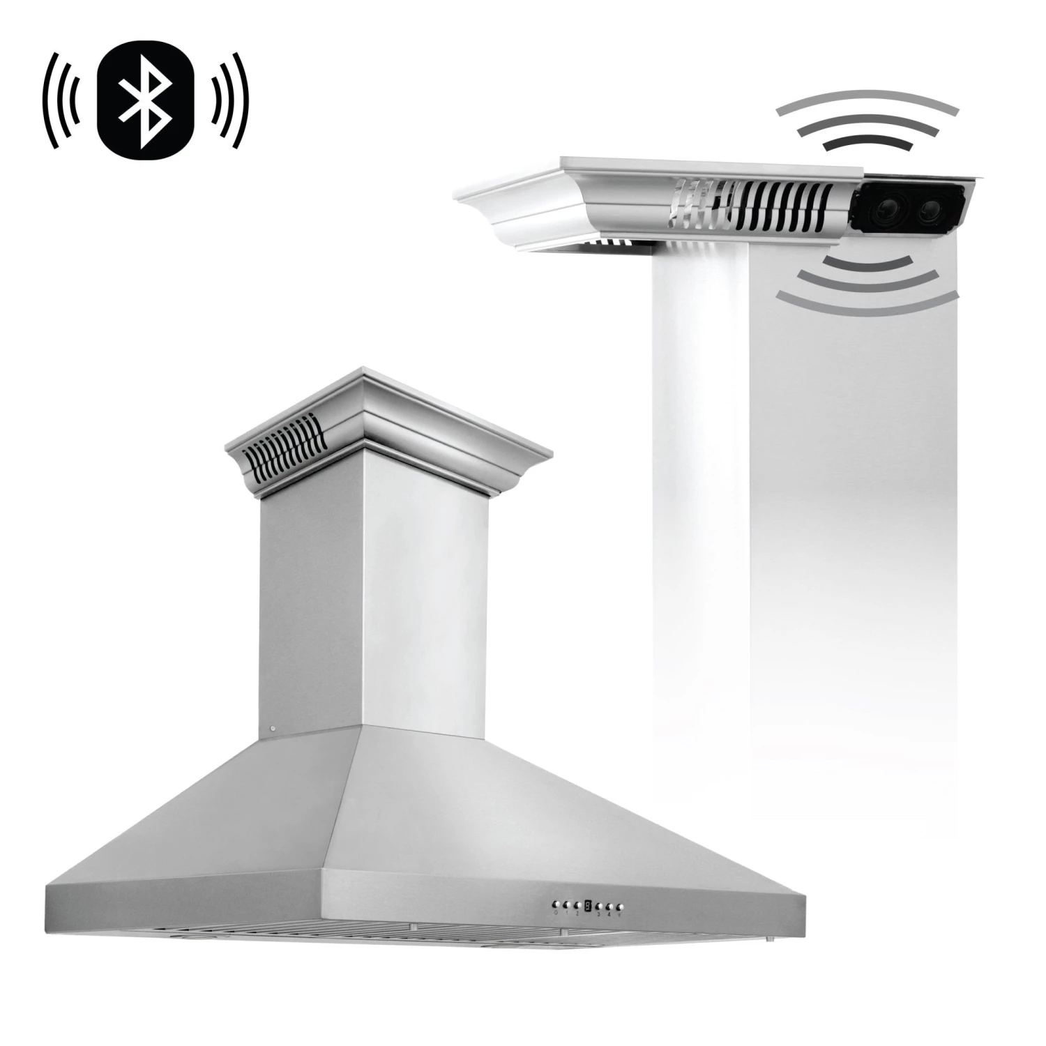 ZLINE Kitchen And Bath ZLINE Ducted Vent Wall Mount Range Hood In Stainless Steel With Built-in ZLINE CrownSound Bluetooth Speakers (KL3CRN-BT) 1 ZLINE Kitchen And Bath ZLINE Ducted Vent Wall Mount Range Hood In Stainless Steel With Built-in ZLINE CrownSound Bluetooth Speakers (KL3CRN-BT)