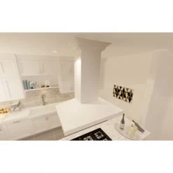 ZLINE Kitchen And Bath ZLINE Designer Wooden Island Mount Range Hood In Cottage White With Remote Blower (KBiTT-RD/RS)