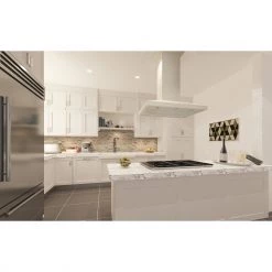 ZLINE Kitchen And Bath ZLINE Designer Wooden Island Mount Range Hood In Cottage White With Remote Blower (KBiTT-RD/RS)