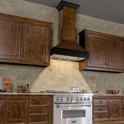 ZLINE Kitchen And Bath ZLINE Designer Wooden Wall Mount Range Hood In Antigua And Hamilton - Includes Remote Motor 400/700CFM Options (329AH-RD/RS)