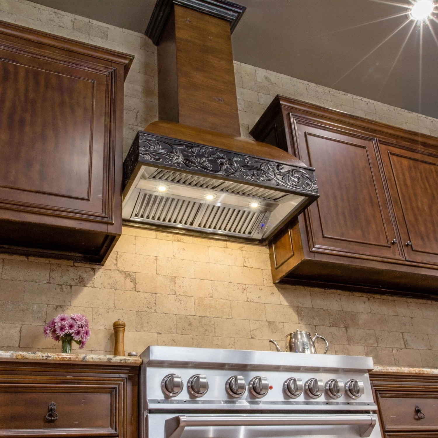 ZLINE Kitchen And Bath ZLINE Wooden Wall Mount Range Hood In Antigua And Walnut - Includes Dual Remote Motor (393AR-RD/RS) 3 ZLINE Kitchen And Bath ZLINE Wooden Wall Mount Range Hood In Antigua And Walnut - Includes Dual Remote Motor (393AR-RD/RS)
