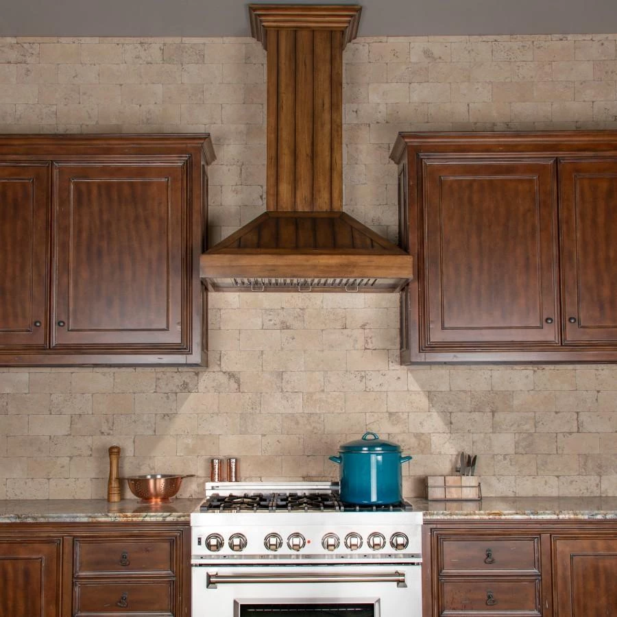 ZLINE Kitchen And Bath Shop By Brand ZLINE Wooden Wall Mount Range Hood In Rustic Light Finish - Includes Motor (KPLL) 3 ZLINE Kitchen And Bath Shop By Brand ZLINE Wooden Wall Mount Range Hood In Rustic Light Finish - Includes Motor (KPLL)