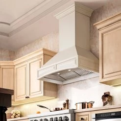 ZLINE Kitchen And Bath ZLINE Wooden Wall Mount Range Hood In White Includes Remote Blower Motor 400CFM/700CFM Options (321TT-RD/RS)