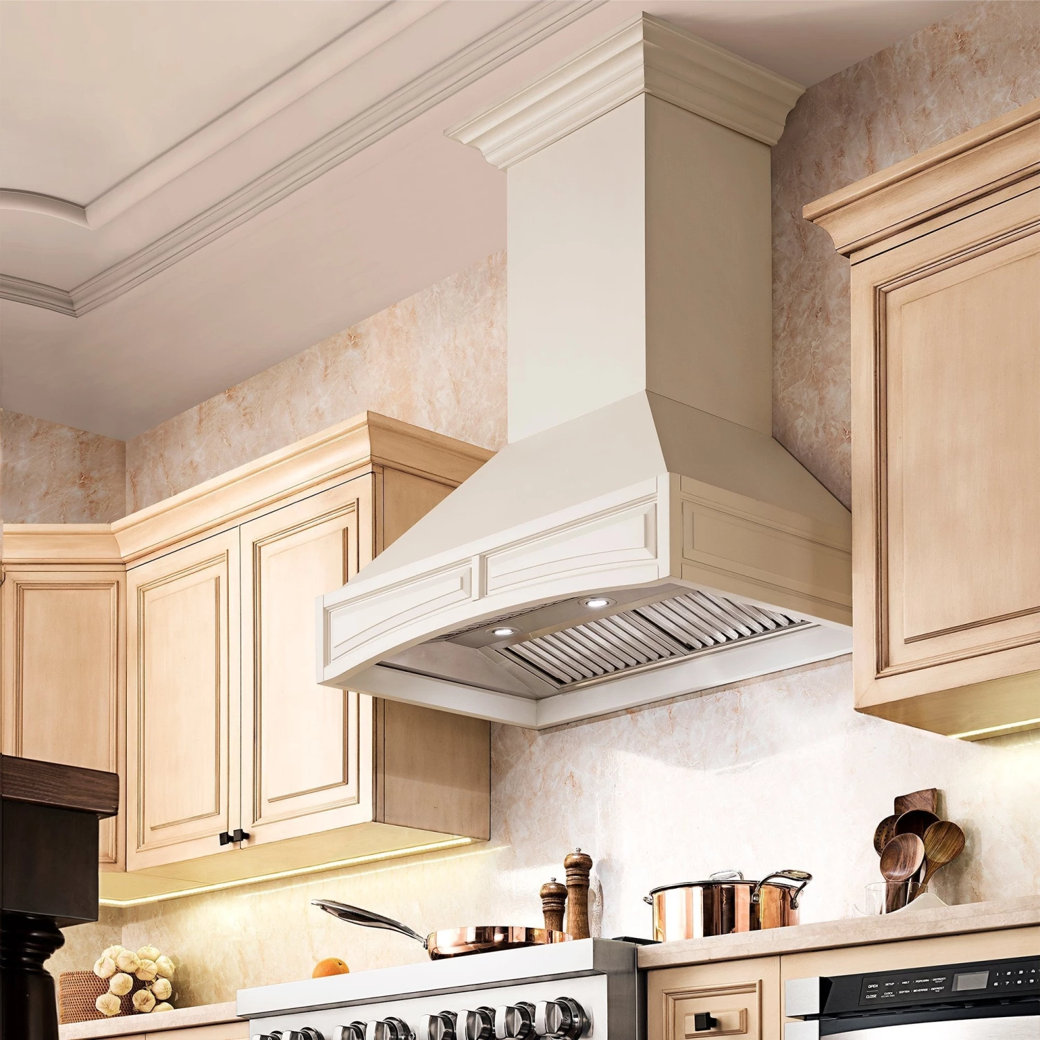 ZLINE Kitchen And Bath ZLINE Wooden Wall Mount Range Hood In White Includes Remote Blower Motor 400CFM/700CFM Options (321TT-RD/RS) 2 ZLINE Kitchen And Bath ZLINE Wooden Wall Mount Range Hood In White Includes Remote Blower Motor 400CFM/700CFM Options (321TT-RD/RS)